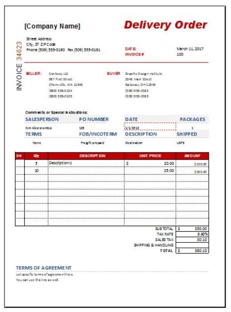 delivery order documents